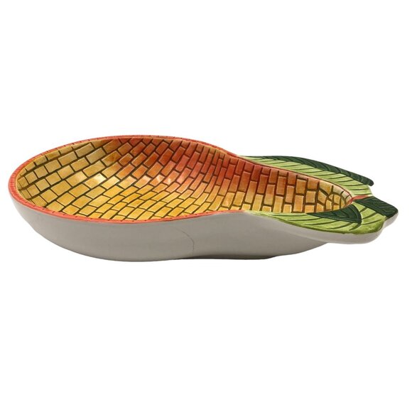 Vtg CA Clay Art Ceramic Mosaic Pear Serving Bowl Trinket Dish Colorful 8 In - Picture 4 of 11